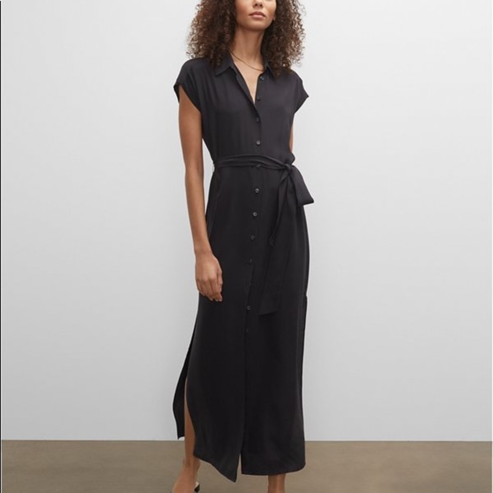 NWT Club Monaco Danielle Silk Shirtdress Dress Black